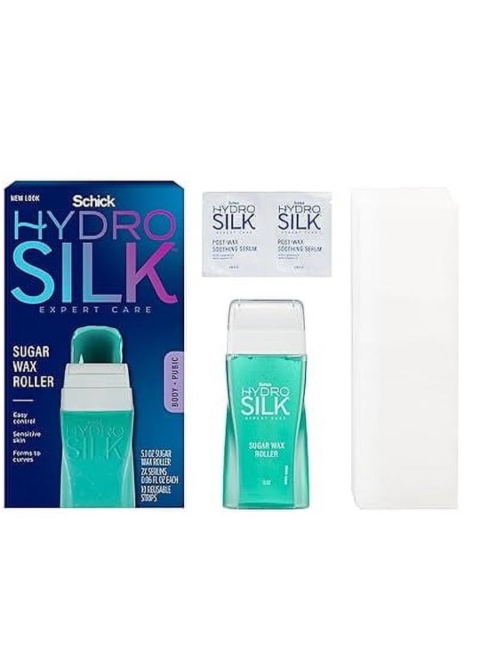 Schick Hydro Silk Sugar Wax Roller for Body + Pubic, Roll On Body Wax Kit